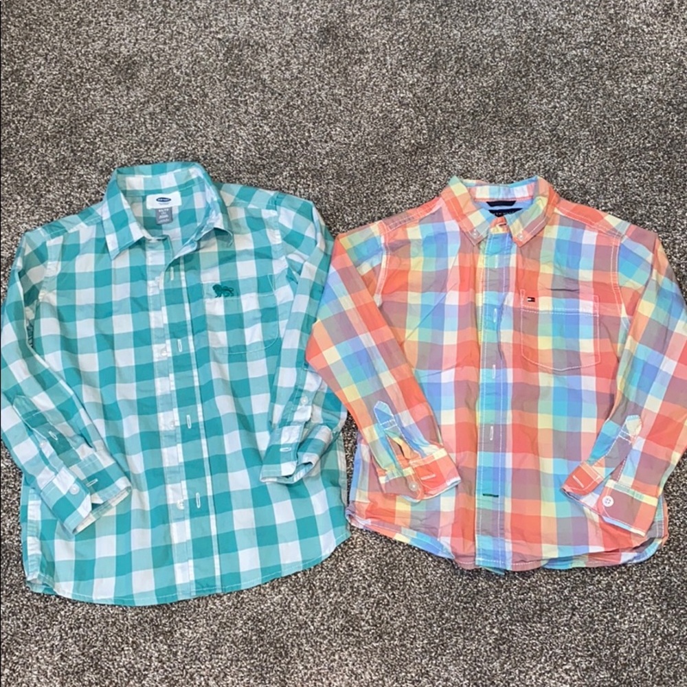 Boys button down long sleeve collared shirts